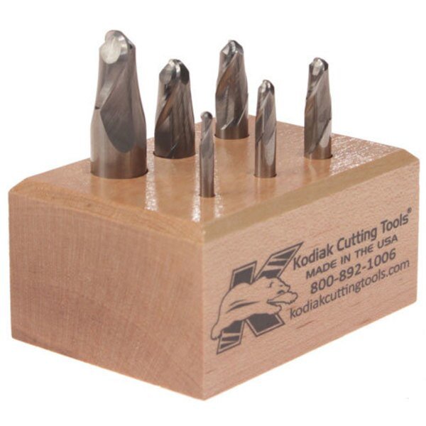 2 Flute Stub Ball Nose Carbide End Mill Set, 6pc 1/8-1/2, Kodiak Cutting Tools, Mfr#: 56310029
